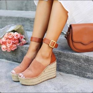 FREE SHIP Marc Fisher Adalyn Espadrille Wedge Sandal Tan